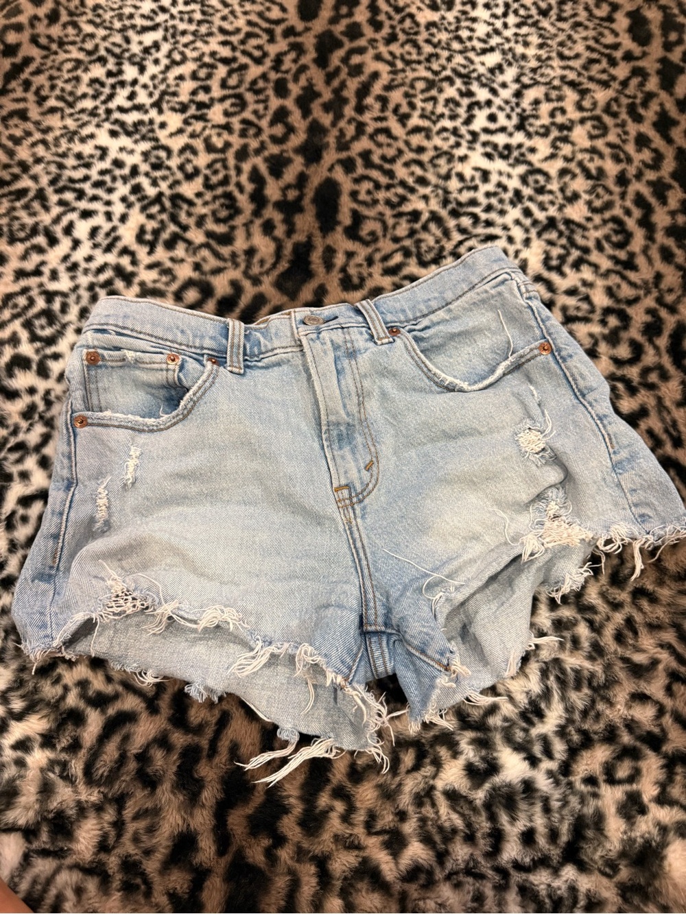 Abercrombie & Fitch Light Wash Distressed Denim Shorts